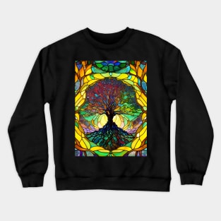 Stained Glass Portal To The Tree Of Life Crewneck Sweatshirt